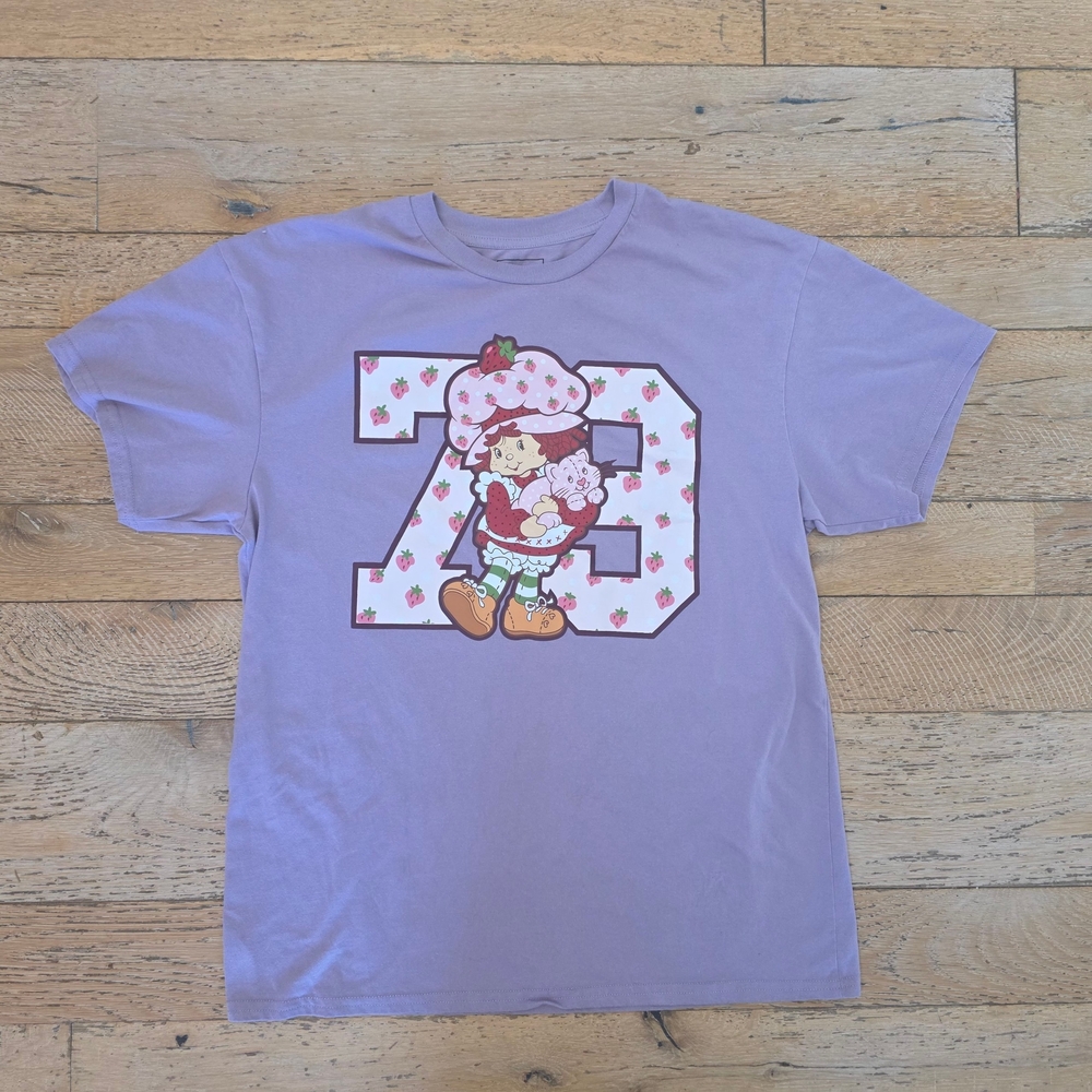 Strawberry Shortcake Custard Cat Lavender Graphic Tee kidcore kawaii retro